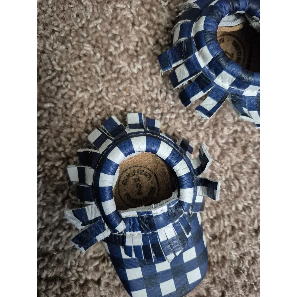 Freshly picked moccasins size 2 plaid blue